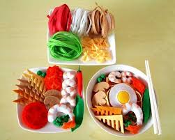 Diy Felt Colored Ramenjapanese Udonbowtie Pasta14 In Ot Fairyfox Felt Food Felt Play Food Play Food