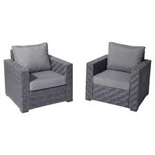 Shop great deals on allen + roth patio furniture cushions & pads. Allen Roth Dartford Patio Conversation Armchairs 34 Aluminum Wicker Fabric Grey 2 Pieces Rona