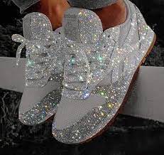 For all those sparkly, bling loving people; Pin By Nativenewyorker On Primping Pampering Glitter Sneakers Bling Shoes Travel Sneakers