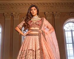 Image of Light Pink Raw Silk Bridal Heavy Work Lehenga Choli with Floral and Bird Motifs from Asopalav