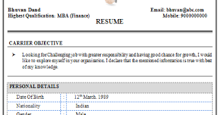 free resume format for mba download
