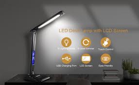 Free shipping* more like this square glass fillable table lamp set of 2 $ 139.98. Amazon Com Ledgle Led Desk Lamp With Usb Charging Port 8w Foldable Office Lamp With Clock Alarm Date Temperature Adjustable 5 Dimmable Brightness 3 Lighting Modes Eye Caring Touch Table Lamp Black Home