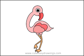 Draw one side of the neck. Easy Flamingo Drawing Step By Step For Kids Cute Easy Drawings