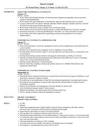 commercial contracts resume samples