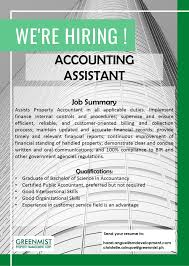 An accountant prepares, analyzes, and maintains financial records. Greenmist Property Management Corp Careers å¸–å­ Facebook