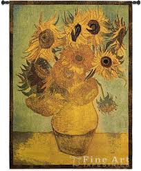 Colourful peace sign in gorgeous hippie sunflower tapestry. Sunflowers Floral Impressionist Tapestry Wall Hanging Vincent Van Gogh S Flowers H53 X W38