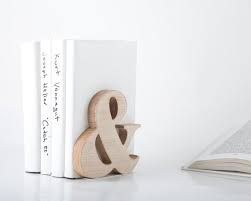 One Wooden Bookend Ampersand Functional Decor For Modern Etsy Wooden Bookends Bookends Decorative Bookends