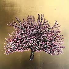 We Have Just Received This Beautiful Cherry Blossom Oil On Gold Leaf Painting By Jack Frame In The Rare Size Of 50x Gold Leaf Painting Alpha Art Cherry Blossom
