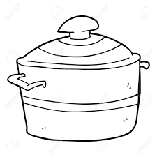 Cooking clipart black and white. Freehand Drawn Black And White Cartoon Cooking Pot Royalty Free Cliparts Vectors And Stock Illustration Image 53192952