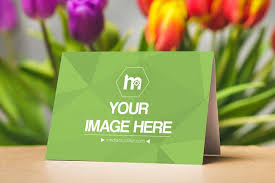 A Simple Greeting Card Mockup With A Blank Folder Paper Card On A Flowers Background Showcase Your Design For Th Flower Cards Greeting Cards Invitation Mockup