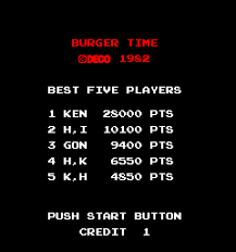 Burgertime Screenshot Title Screen High Score Arcade Retro Video Games Arcade Games