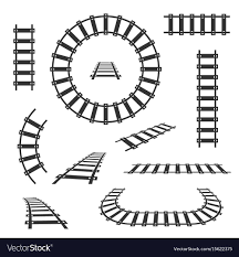 Straight And Curved Railroad Tracks Black Vector Image On Vectorstock Road Drawing Railroad Icon