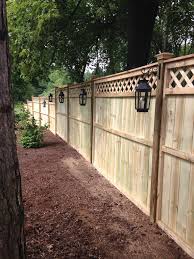 Privacy Fence With Lanterns Backyard Fence Decor Backyard Fences Fence Lighting