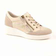 Baskets compensees femme à petits prix. Baskets Compensees Avec Zip Lateral Scalina Beige