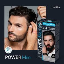 Joanna Power Men 01 Color cream cover black czarna farba męska do brody  wąsów włosów bez amoniaku C L E A N I.C O Zaopatrzenie medyczne kosmetyczne  i fryzjerskie