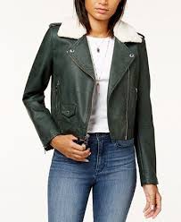 Levi S Cropped Faux Fur Collar Moto Jacket Macys Com Blazer Jackets For Women Moto Jacket Womens Moto Jacket