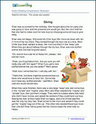 Giving Grade 2 Children S Story K5 Learning 2nd Grade Reading Comprehension Reading Comprehension Worksheets Reading Comprehension