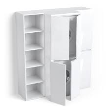 Ces meubles peuvent occuper un mur entier ou un espace plus limité. Meuble Buanderie Pour Lave Linge Et Seche Linge Avec Colonnes Blanc Brillant M6 0