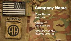 Examples of military business cards templates for easy generating customizable personalized visiting card layout in online constructor app & free download. Army Business Cards