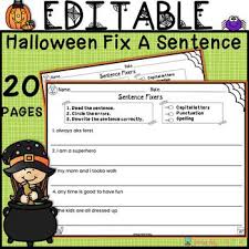 Printable Writing Worksheets Templates Included In This October Fix It Sentences Students Fix The Errors Sentence Fixer Elementary Writing Halloween Sentences