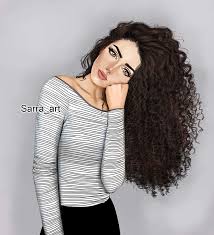 ذات الشعر الكيرلي م لكه وتاج ها القم ر من Desenho De Cabelo Menina Tumblr Desenho Meninas Tumblrs