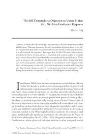 Pdf The Self Centeredness Objection To Virtue Ethics Zhu Xi S Neo Confucian Response