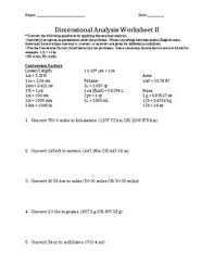 Dimensional Analysis Practice Ii W Key