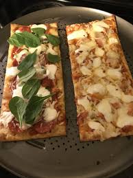 What more could you want? This Is My Homemade Flatbread Pizza I Purchased The Crust From Wegmans 1 Brookly Bred Thin Pizza Crus Homemade Flatbread Pizza Cheesy Recipes Stuffed Peppers