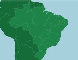 Amerika zentrierte weltkarte in graustufenfarbe. Brasilien Staaten Erdkunde Quiz