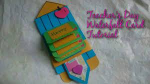 Or you can get a print out by designing a personalized note for your teacher. Diy Teacher S Day Waterfall Card Making Idea How To Craftlas Teachers Day Card Design Teachers Day Card Waterfall Cards