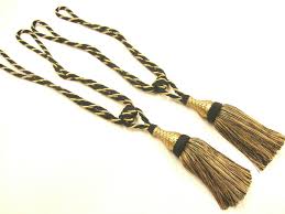 Diy macrame curtain tieback | cara membuat ikat tirai/gorden macrame yang mudah. 2 Prince Black Gold Curtain Tassel Tiebacks Tie Backs Pair Cord Cable Fabric