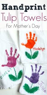 Handprint Tulip Towels For Mother S Day I Can Teach My Child Mothers Day Crafts For Kids Mother S Day Diy Diy Gifts For Mom
