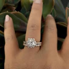 Rose Gold Bridal Set 8008sp Halo Engagement Ring Sets Vintage Engagement Rings Diamond Bridal Sets