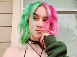 Split Dye Hair Pink And Green Pink Hair Dye Split Dyed Hair Short Hair Color