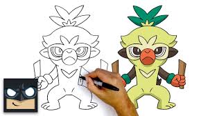 Read on for information on its evolutions, abilities, type advantages, and more. How To Draw Thwackey Pokemon Sword And Shield Youtube