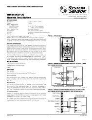 After performing a controller alarm test, reset the sensor by pressing the test/reset switch for two seconds. Rts151key A Remote Test Station System Sensor