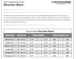 Cannondale Quick Bike Size Chart Best Picture Of Chart