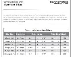 cannondale quick bike size chart best picture of chart