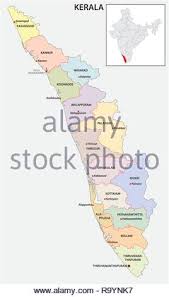 The indian state of kerala borders with the states of tamil nadu on the south and east, karnataka on the north and the lakshadweep sea coastline on the west. Kerala Map With Districts Highlighted Stock Vector Image Art Alamy