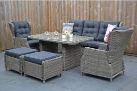 barcelona verstelbare loungeset 3 zitsbank kobo grey met hoge tafel en hockers lounge mobel terasse terasse mobel lounge