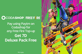 Codashop has the right to hold and/or cancel the promo and/or to limit the service, temporarily or permanently. Free Fire Top Up Pay Using Paytm On Codashop Get 7d Delux Pack Free