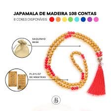 Japamala 108 Contas De Madeira e Cristal Lótus Para Hooponopono
