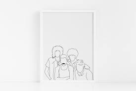 Queen Band Framed Printline Drawing Of Queenfreddie Mercury Etsy Queen Drawing Queen Poster Queen Band