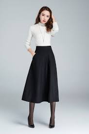 Black A Line Midi Skirt A Line Midi Skirt Midi Wool Skirt Wool Skirt Woman Skirt Etsy A Line Skirt Outfits Womens Skirt Wool Skirts