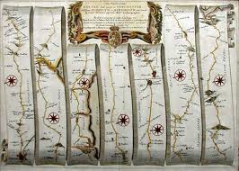 Antique road map by John Ogilby - Plymouth Dartmouth Exeter Devon 1676 - ogilby-exeter-dorchester