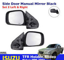 Side Door Mirror Black Manual Fits Isuzu Faster TFR Rodeo Pickup 99-02 Pair