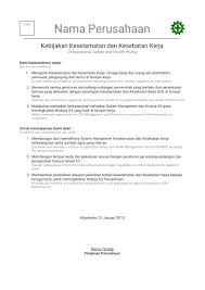 Kebijakan kesehatan pmi— transcript presentasi 3 maksud pertolongan pertama, ambulans dan medical action team dalam keadaan darurat ini dimaksudkan. Contoh Kebijakan K3 Keselamatan Dan Kesehatan Kerja Ohs Policy Manajemen K3 Umum