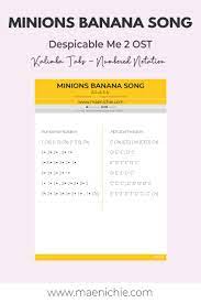 Easy 17 Key Kalimba Tabs Banana Minions Song Numbered Notation Songs Minion Song Song Notes