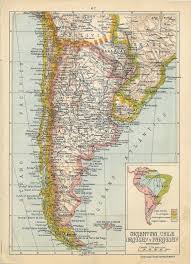 .de argentina, paraguay y uruguay para organizar el mundial 2030 sigue viva, y con una novedad: 1942 Physical Map Of Argentina Chile Uruguay And Paraguay Etsy Vintage Maps Vintage Map Physical Map