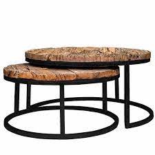 Luxe Kensington Reclaimed Wood Industrial Nest Of Tables Reclaimed Wood Coffee Table Coffee Table Wood Round Coffee Table